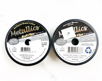 Metallics soft flex brass colored metallic flex wire choose your size fine or medium stainless steel wire jewelry making arts and crafts