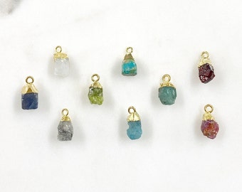 1 Piece Small Raw Nugget Gemstone Charm Choose Your Color Unique Small Pendant 1 Loop Gem Charm