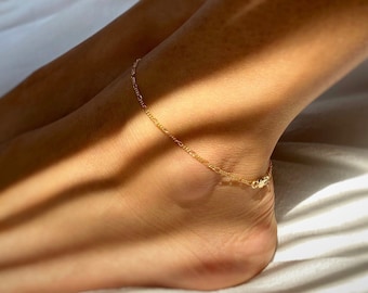Ava Anklet 14k Gold Filled Dainty Thin Chain, Ready to Wear Anklet