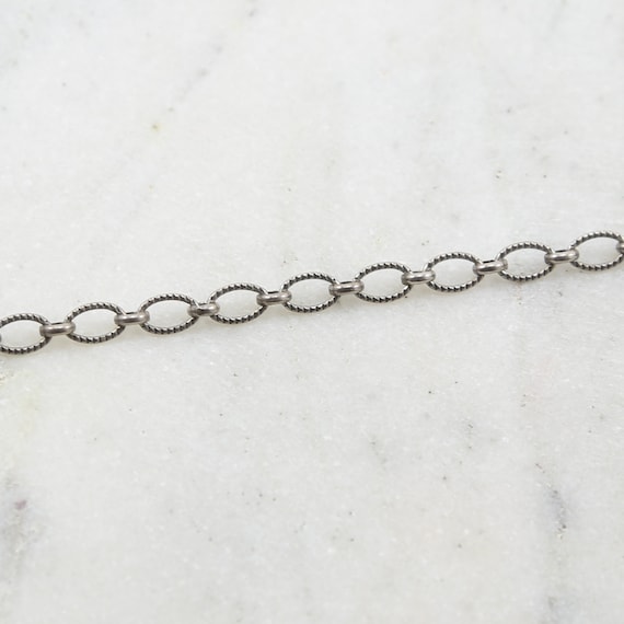 Dark Oxidized Sterling Silver Textured Oval Link Chain 4.75mm x 7.4mm / Sold by the Foot / Bulk Unfinished Chain