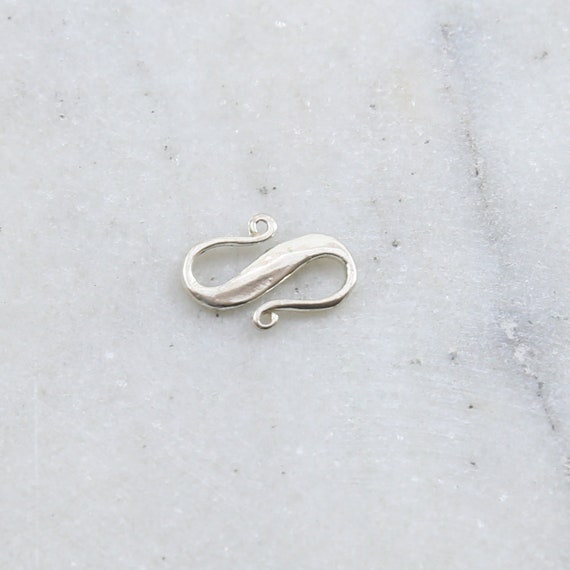 Sterling Silver S Hook Clasp with Faceted Edge Design Jewelry Making Supplies Chain Findings
