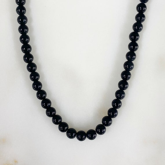 Shiny Black Onyx Natural Stone Beaded 15.5in Strand, 4mm Black Onyx Ball Beads