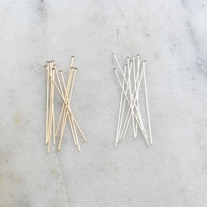10 pieces 1.5 inch flat head pin 24 gauge 14k gold filled or sterling silver stringing bead supplies