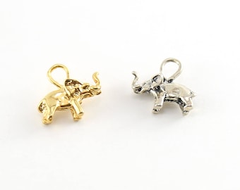 Elephant Charm Pendant 3D in Sterling Silver and Vermeil Gold