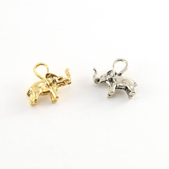 Elephant Charm Pendant 3D in Sterling Silver and Vermeil Gold