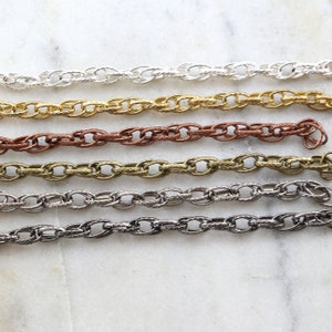 Base Metal Textured Multi Layer Oval Dimpled Chain in 6 Finishes / Chain by the Foot