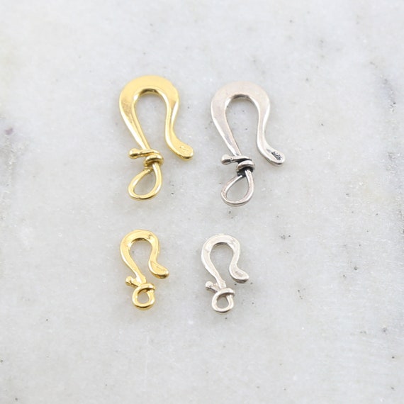 Organic Shape Flat Twist Wrap Hook Clasp Small and Large in Sterling Silver or Vermeil Jewelry Making Supplies Chain Findings