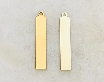 Long Rectangle Bar 5mm x 32mm 24 Gauge Stamping Blank, Modern Pendant, Bar Stamp in 14K Gold Filled or Sterling Silver Name Blank Stamping