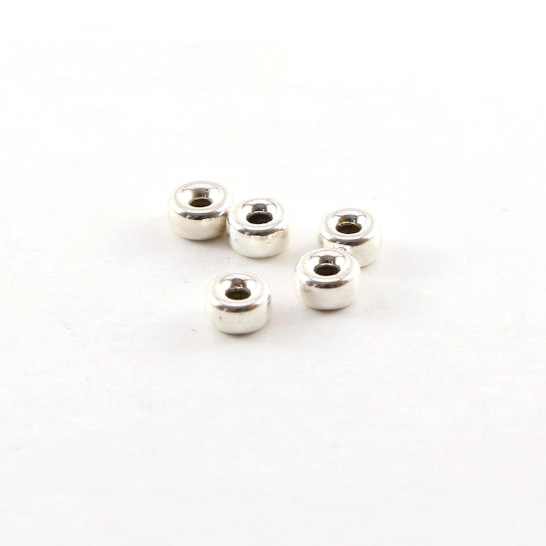 5 pieces 6mm smooth pony rondelle seamless sterling silver 925 spacer beads image 1
