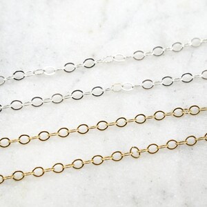 Cadena ovalada plana de 5 mm x 4 mm, oro de 14k o acero inoxidable, perfecta para extensores de joyería permanente / se vende por metro / cadena sin acabado a granel