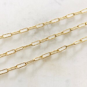 13.6mm x 4.8mm Unique Shimmer Elongated Rectangle Cut Cable Box Paper Clip Chain in Vermeil Sold by the Foot/ Bulk Unfinished Chain
