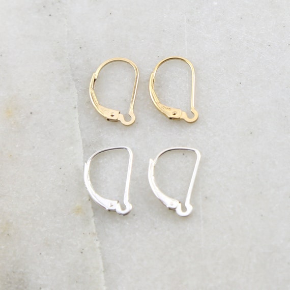 1 Pair Interchangeable Leverback Earring Hooks Earring Component in Sterling Silver or 14K Gold Filled