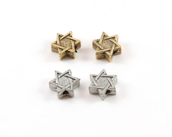 2 pieces pewter tiny small star of david bead charm religious jewish symbol 6mm
