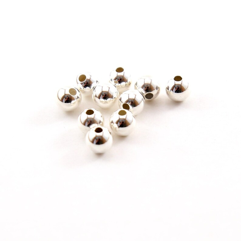 10 pieces 6mm smooth seamless round sterling silver 925 spacer beads image 1