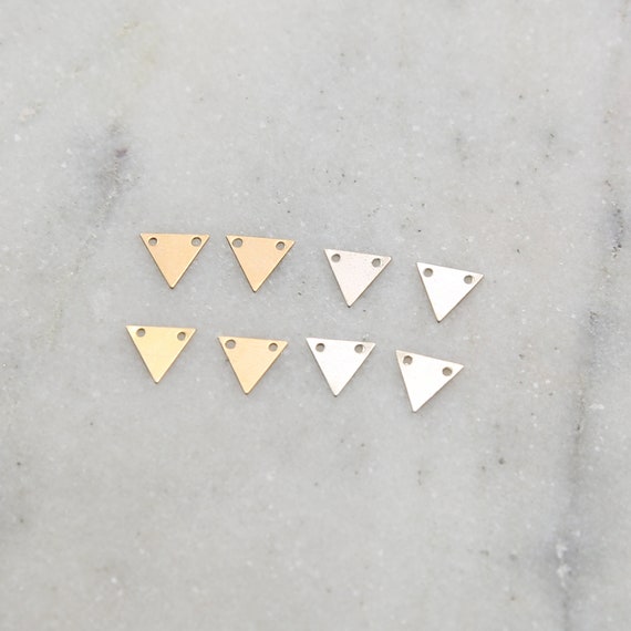 4 Pieces Dainty Thin Tiny 8mm Triangle Connector in Sterling Silver and 14K Gold Filled