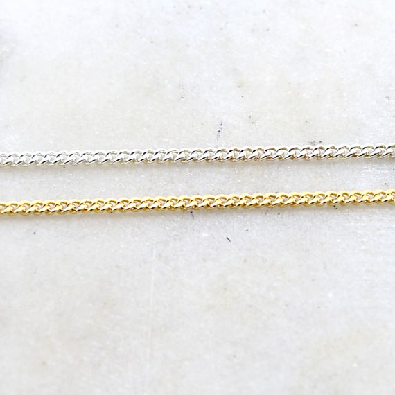 Gold or Silver Plated Base Metal Tight Diamond Cut Curb Chain Dainty Minimal Modern Chain / Chain by the Foot