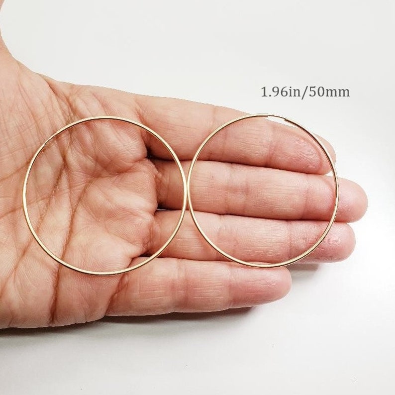 1 Pair 14K Rose Gold Filled Small Endless Hoop Earrings ,30mm,35mm,40mm, 50mm Earring Wires Earring Component image 6