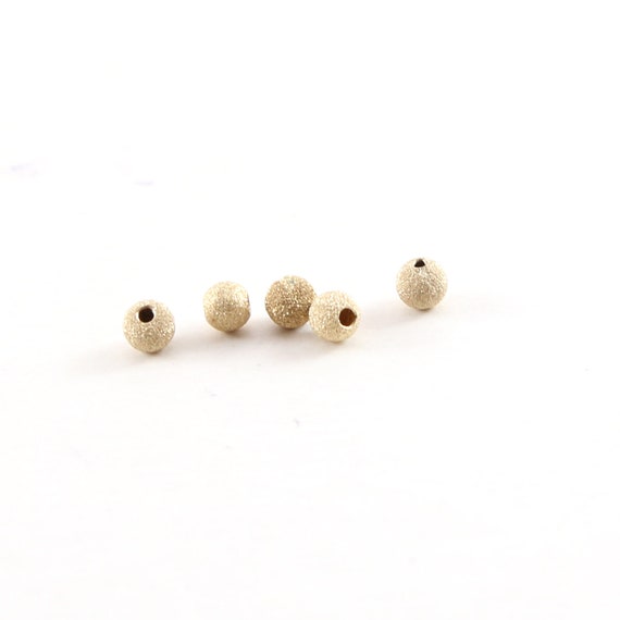 5 Pieces 4mm Stardust Bead Shiny Sparkle Seamless Round Round 14K Gold Filled Spacer Beads