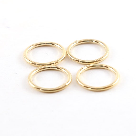 4 Pieces Medium 15mm Shiny Gold Smooth Open Circle Connector Ring Charm Rhodium Plated Brass