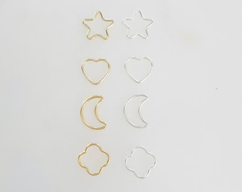 2pcs smooth star, heart, moon, clover connector charm, permanent jewelry connector 14kt gold filled,sterling silver permanent jewelry supply
