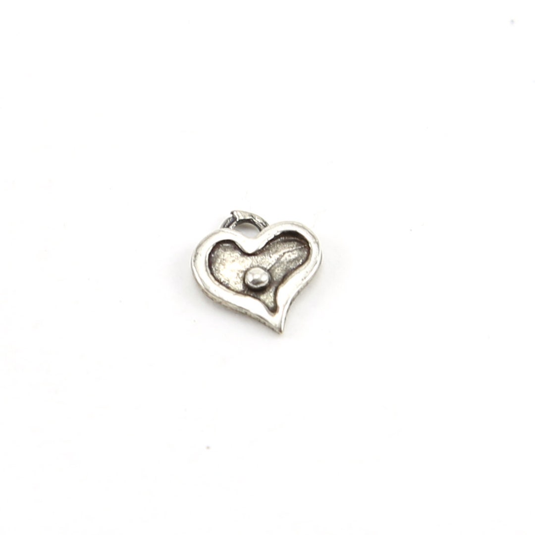 Mini Tiny Heart With Dot Charm in Sterling Silver Dainty Heart - Etsy