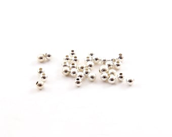 25 pieces 2.5mm smooth seamless round sterling silver 925 spacer beads