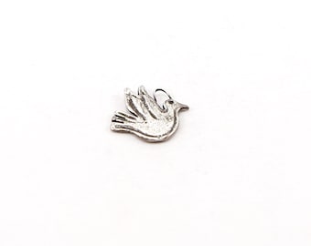 Whimsical Sterling Silver Dove Flying Bird Delicate Charm