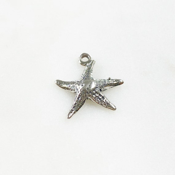 Sterling Silver Starfish Charm Textured 15mm Ocean Sea Animal Jewelry Making Charm