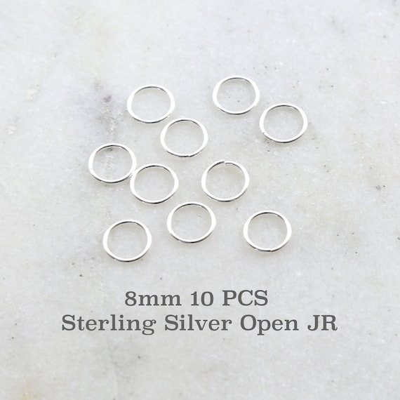 10 Pieces 8mm 19 Gauge Sterling Silver Open Jump Rings Charm Links Jewelry Making Supplies Sterling Findings