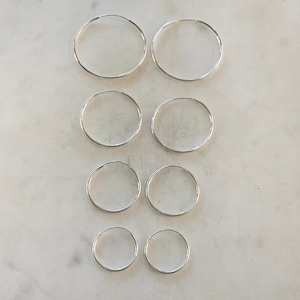 1 Pair Sterling Silver Small Endless Hoop Earrings 20mm, 24mm, 30mm, 35mm Earring Wires Earring Hook Component