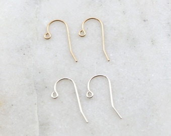 1 pair dainty simple ear wire earring wires earring hook component in sterling silver or 14k gold filled