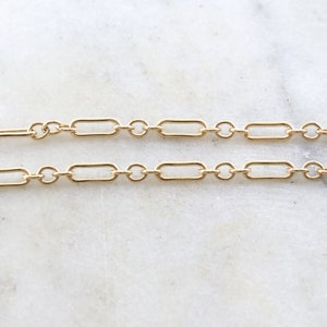 Ultra Thick 14K Gold Filled Elongated Oval and Circle Chain 10.5mm x 4mm Permanent Jewelry/ Sold by the Foot / Bulk Unfinished Chain