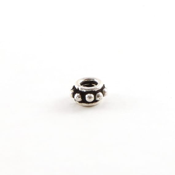 Cute Sterling Silver Bali Style Rondelle Spacer Bead