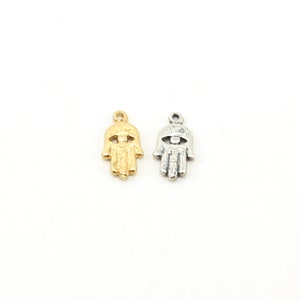 Small Hamsa with Evil Eye Charm in Sterling Silver or Vermeil Gold
