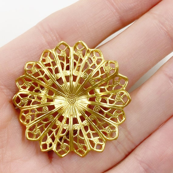 2 Piece Filigree Raised Round Raw Brass Unique Jewelry Making Supplies Etsy Canada