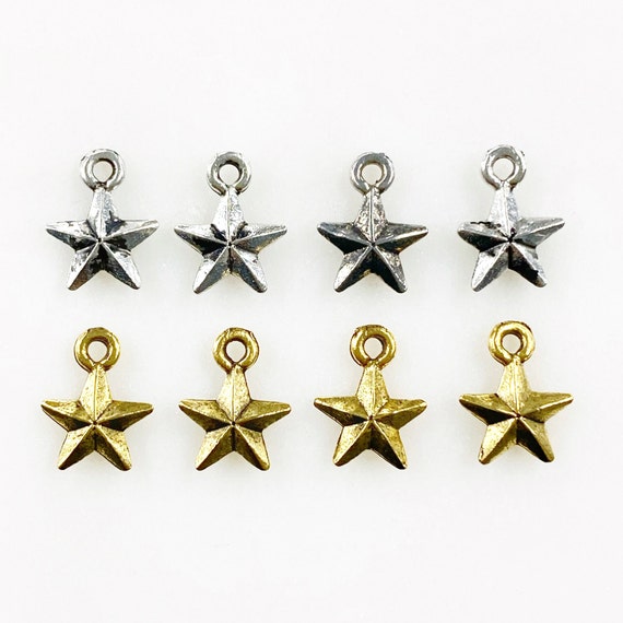 4 Piece Pewter Star Charm Classic Small Star Terrestrial Patriotic Charm Choose Your Color Jewelry Making Charm