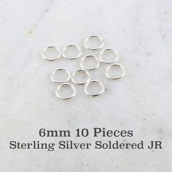 10 Pieces 6mm 20 Gauge Sterling Silver Soldered Closed Jump Rings Charm Links Jewelry Making Supplies Sterling Findings