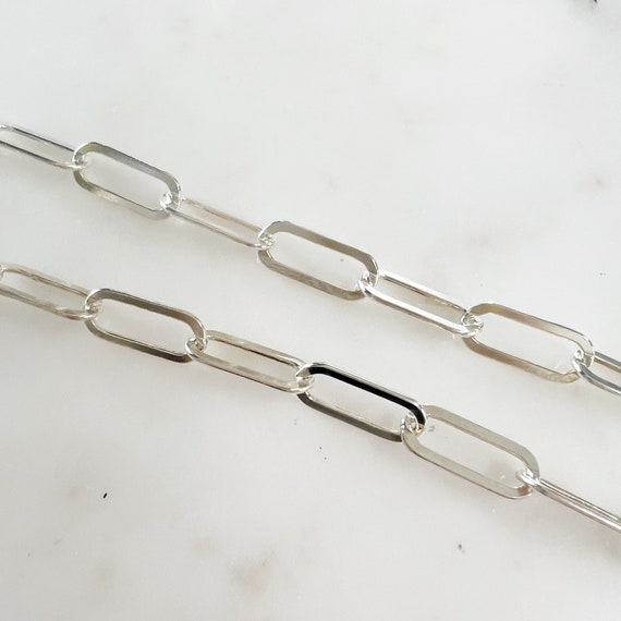 17mm x 7mm Thick Elongated Flat Drawn Rectangle Cable Box Chain Paperclip SS Permanent JewelrySold By the Foot/ Bulk Unfinished Chain