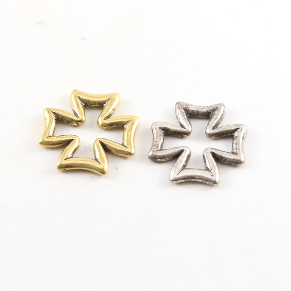 Large Thick 22mm Smooth Open Cross Pewter Metal Connector Ring Charms Gold or Silver