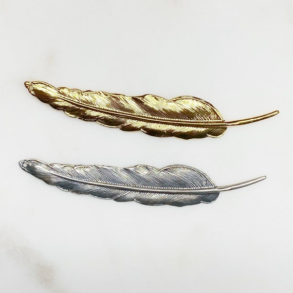Vermeil Or Sterling Silver Extra Long Western Modern Detailed Bird Feather Charm Connector
