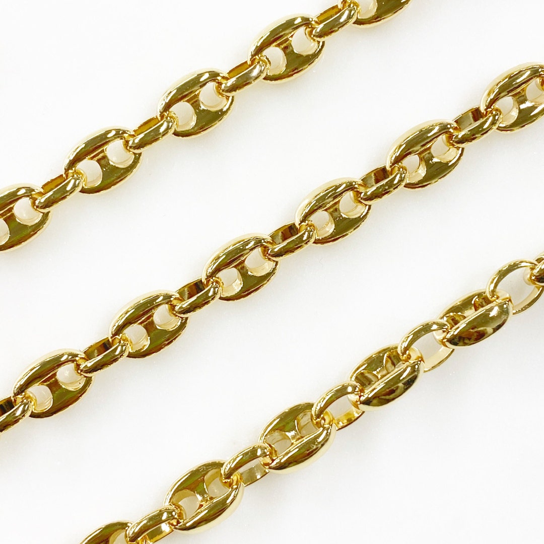 Gold Metal Mariner Chain Unique Thick Gold Jewelry Making Chain / Sold