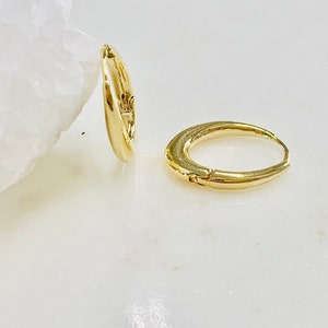 1 Pair Thick Oval Plain Hoop Earrings Gold Plated Earring Hoop Component- Sold as a pair