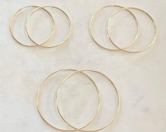 1 pair 14k gold filled large endless hoop earrings 50mm, 45mm, 40mm  earring wires earring hook component