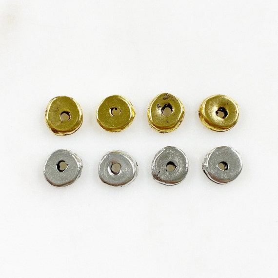 4 Piece Simple Antique Gold or Antique Silver Pewter Beads Choose Your Color Pewter Jewelry Making Bead Charms