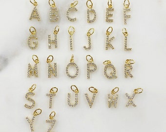 Alphabet Letter Charm Gold Plated Cubic Zirconia Initial Charms Choose Your Letter