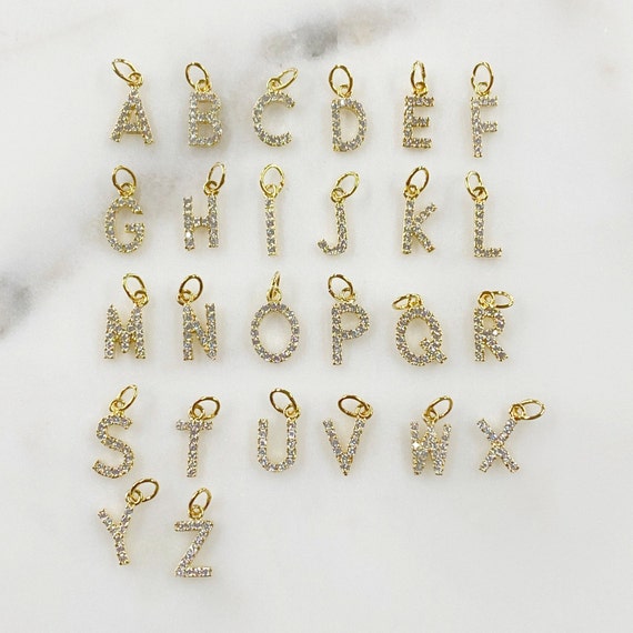 Gold Plated CZ Initial Letter A-Z Stud Earrings Crystal Alphabet