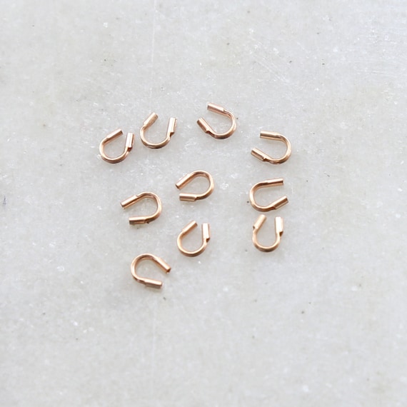 10 Pieces Rose Gold Filled Medium Wire Guardian 4mmx4mm Wire Loop Protector Stringing Bead Supplies