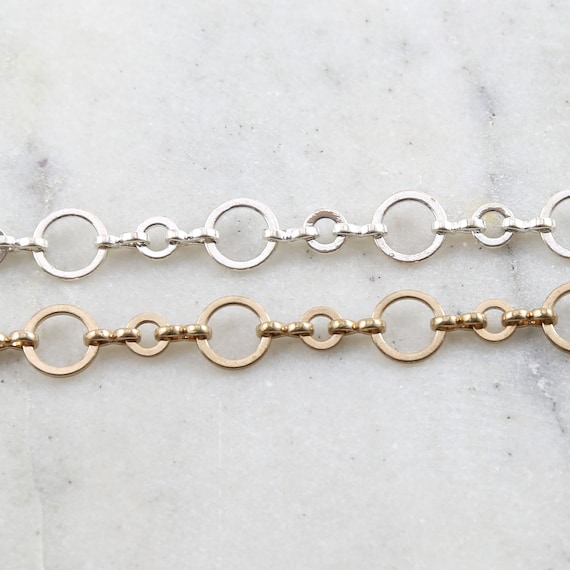 Base Metal Round Smooth Small Large Circle Choker Chain in Gold and Shiny Silver Nickel Lead Free / Chain By the Foot