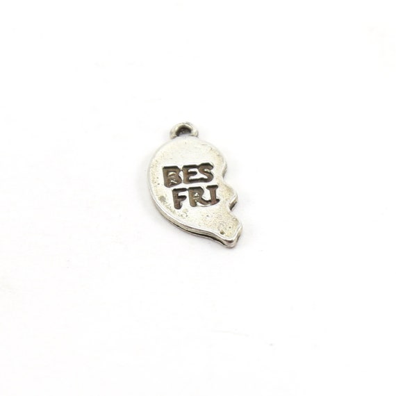 Sterling Silver Best Friend Broken Heart Engraved Heart Charm Love Friendship Pendant