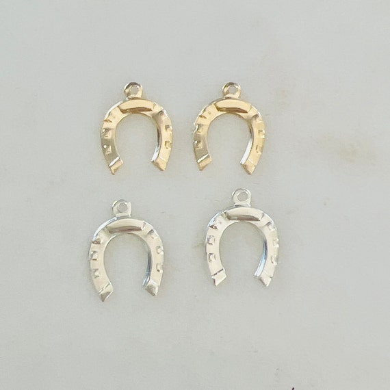 2 Pcs Horseshoe Charm, 14kt Gold Filled or Sterling Silver, Small Lightweight Thin Charm Western Cowboy Drop Pendant Lucky Luck Horse Lover